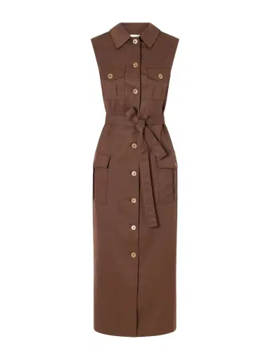 Giuliva Heritage Mary Angel Belted Silk And Linen-blend Midi Dress | Thumbnail 1 Giuliva Heritage Mary Angel Belted Silk And Linen-blend Midi Dress | Thumbnail 1