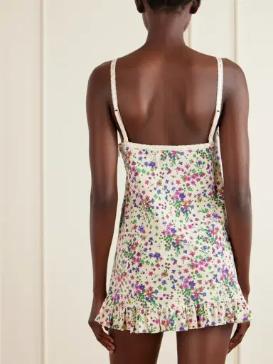 Gucci Floral-print Lace-trimmed Silk-crepe Mini Dress | Thumbnail 3 Gucci Floral-print Lace-trimmed Silk-crepe Mini Dress | Thumbnail 3