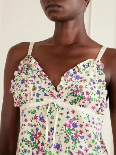 Gucci Floral-print Lace-trimmed Silk-crepe Mini Dress | Thumbnail 4 Gucci Floral-print Lace-trimmed Silk-crepe Mini Dress | Thumbnail 4