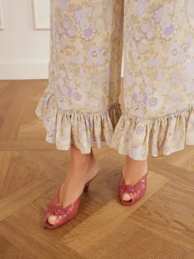 Chloé Ruffled Floral-print Silk-charmeuse Wide-leg Pants | Thumbnail 6 Chloé Ruffled Floral-print Silk-charmeuse Wide-leg Pants | Thumbnail 6