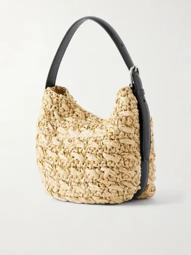 TOTEME Belted Small Leather-trimmed Raffia Shoulder Bag | Thumbnail 4 TOTEME Belted Small Leather-trimmed Raffia Shoulder Bag | Thumbnail 4