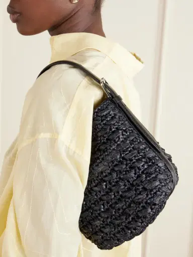 TOTEME Belted Small Leather-trimmed Raffia Shoulder Bag | Thumbnail 2 TOTEME Belted Small Leather-trimmed Raffia Shoulder Bag | Thumbnail 2