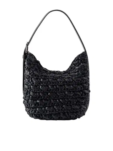 TOTEME Belted Small Leather-trimmed Raffia Shoulder Bag | Thumbnail 1 TOTEME Belted Small Leather-trimmed Raffia Shoulder Bag | Thumbnail 1
