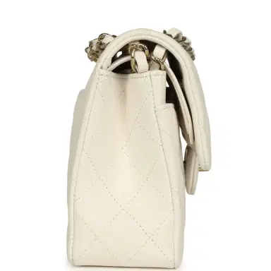 Chanel Chanel Small Classic Double Flap Bag White Shiny Caviar Light Gold Hardware | Thumbnail 3 Chanel Chanel Small Classic Double Flap Bag White Shiny Caviar Light Gold Hardware | Thumbnail 3