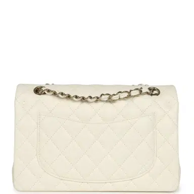 Chanel Chanel Small Classic Double Flap Bag White Shiny Caviar Light Gold Hardware | Thumbnail 4 Chanel Chanel Small Classic Double Flap Bag White Shiny Caviar Light Gold Hardware | Thumbnail 4