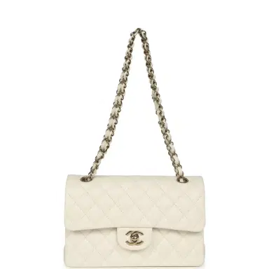 Chanel Chanel Small Classic Double Flap Bag White Shiny Caviar Light Gold Hardware | Thumbnail 7 Chanel Chanel Small Classic Double Flap Bag White Shiny Caviar Light Gold Hardware | Thumbnail 7