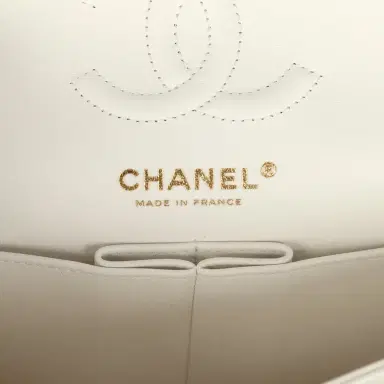 Chanel Chanel Small Classic Double Flap Bag White Shiny Caviar Light Gold Hardware | Thumbnail 8 Chanel Chanel Small Classic Double Flap Bag White Shiny Caviar Light Gold Hardware | Thumbnail 8