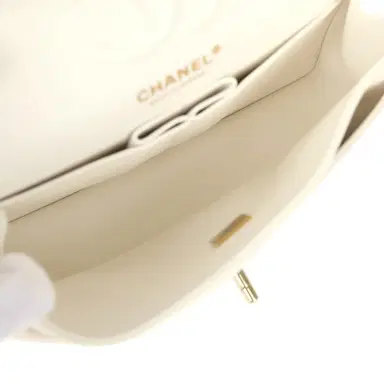 Chanel Chanel Small Classic Double Flap Bag White Shiny Caviar Light Gold Hardware | Thumbnail 9 Chanel Chanel Small Classic Double Flap Bag White Shiny Caviar Light Gold Hardware | Thumbnail 9