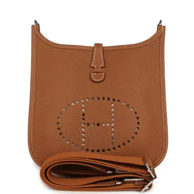 HERMÈS Hermes Evelyne 23 Gold Clemence Palladium Hardware | Thumbnail 1 HERMÈS Hermes Evelyne 23 Gold Clemence Palladium Hardware | Thumbnail 1