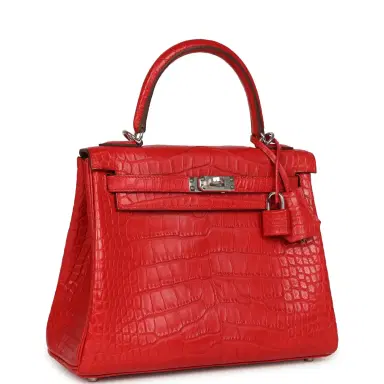 HERMÈS Hermes Kelly Retourne 25 Rouge Radieux Matte Alligator Palladium Hardware | Thumbnail 2 HERMÈS Hermes Kelly Retourne 25 Rouge Radieux Matte Alligator Palladium Hardware | Thumbnail 2