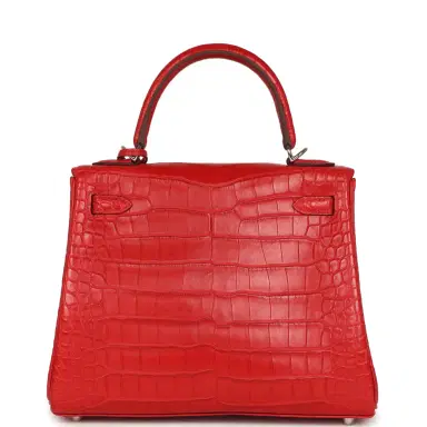 HERMÈS Hermes Kelly Retourne 25 Rouge Radieux Matte Alligator Palladium Hardware | Thumbnail 5 HERMÈS Hermes Kelly Retourne 25 Rouge Radieux Matte Alligator Palladium Hardware | Thumbnail 5