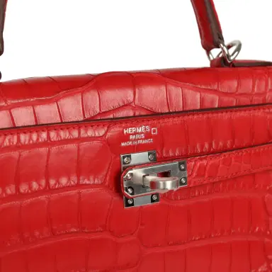 HERMÈS Hermes Kelly Retourne 25 Rouge Radieux Matte Alligator Palladium Hardware | Thumbnail 7 HERMÈS Hermes Kelly Retourne 25 Rouge Radieux Matte Alligator Palladium Hardware | Thumbnail 7