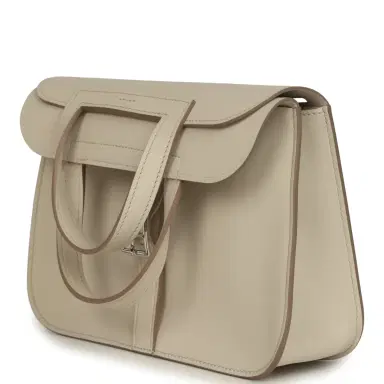 HERMÈS Hermes Mini Halzan Craie Swift Palladium Hardware | Thumbnail 8 HERMÈS Hermes Mini Halzan Craie Swift Palladium Hardware | Thumbnail 8