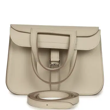 HERMÈS Hermes Mini Halzan Craie Swift Palladium Hardware | Thumbnail 1 HERMÈS Hermes Mini Halzan Craie Swift Palladium Hardware | Thumbnail 1