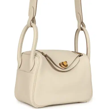 HERMÈS Hermes Mini Lindy II Craie Clemence Gold Hardware | Thumbnail 2 HERMÈS Hermes Mini Lindy II Craie Clemence Gold Hardware | Thumbnail 2
