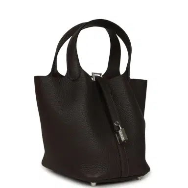 HERMÈS Hermes Picotin Lock 18 Ebene Clemence Palladium Hardware | Thumbnail 2 HERMÈS Hermes Picotin Lock 18 Ebene Clemence Palladium Hardware | Thumbnail 2