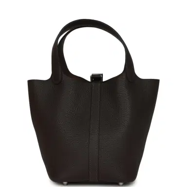 HERMÈS Hermes Picotin Lock 18 Ebene Clemence Palladium Hardware | Thumbnail 4 HERMÈS Hermes Picotin Lock 18 Ebene Clemence Palladium Hardware | Thumbnail 4