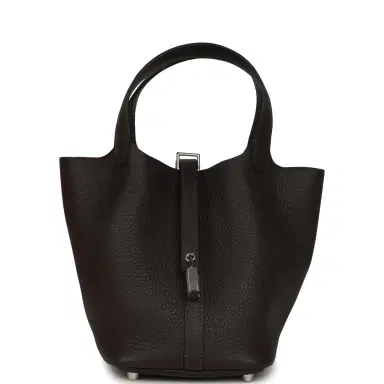 HERMÈS Hermes Picotin Lock 18 Ebene Clemence Palladium Hardware | Thumbnail 1 HERMÈS Hermes Picotin Lock 18 Ebene Clemence Palladium Hardware | Thumbnail 1