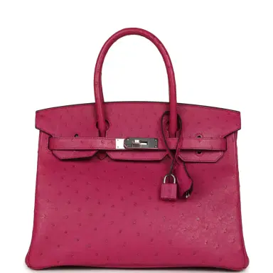 HERMÈS Pre-owned Hermes Birkin 30 Rose Poupre Ostrich Palladium Hardware | Thumbnail 1 HERMÈS Pre-owned Hermes Birkin 30 Rose Poupre Ostrich Palladium Hardware | Thumbnail 1
