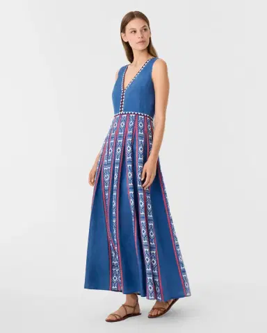 Emporio Sirenuse Cinzia Dress in Blue Horizon Print | Thumbnail 2 Emporio Sirenuse Cinzia Dress in Blue Horizon Print | Thumbnail 2