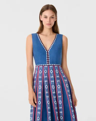 Emporio Sirenuse Cinzia Dress in Blue Horizon Print | Thumbnail 4 Emporio Sirenuse Cinzia Dress in Blue Horizon Print | Thumbnail 4