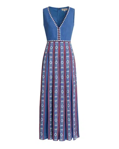Emporio Sirenuse Cinzia Dress in Blue Horizon Print | Thumbnail 1 Emporio Sirenuse Cinzia Dress in Blue Horizon Print | Thumbnail 1