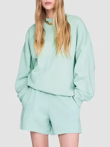ANINE BING Women's Miles Cotton Fleece Oversized Sweatshirt - Green | Thumbnail 4 ANINE BING Women's Miles Cotton Fleece Oversized Sweatshirt - Green | Thumbnail 4