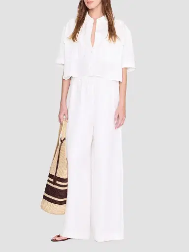 Anine Bing Women's Edith Linen-Blend Crop Shirt | Thumbnail 2 Anine Bing Women's Edith Linen-Blend Crop Shirt | Thumbnail 2