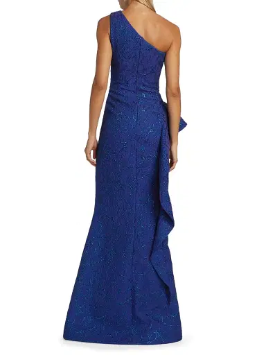 Teri Jon by Rickie Freeman Women's Metallic Jacquard One-Shoulder Gown - Royal Multi | Thumbnail 5 Teri Jon by Rickie Freeman Women's Metallic Jacquard One-Shoulder Gown - Royal Multi | Thumbnail 5