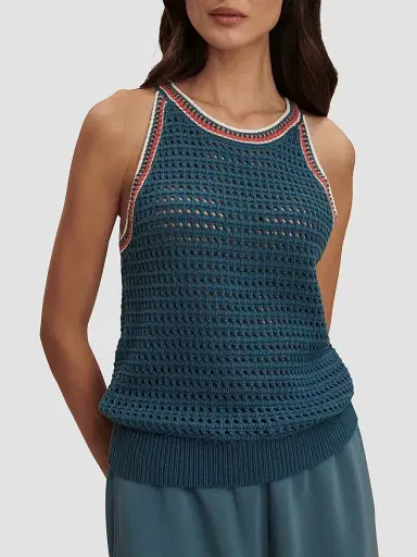 Varley Women's Aberg Knit Cotton Halter Top - Heron Blue - Size Small | Thumbnail 3 Varley Women's Aberg Knit Cotton Halter Top - Heron Blue - Size Small | Thumbnail 3