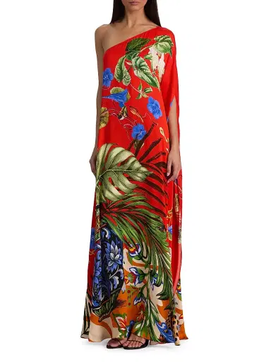 Alice + Olivia Women's Linn Floral One-Shoulder Maxi Dress - Riviera Chili Pepper - Size 2 | Thumbnail 2 Alice + Olivia Women's Linn Floral One-Shoulder Maxi Dress - Riviera Chili Pepper - Size 2 | Thumbnail 2