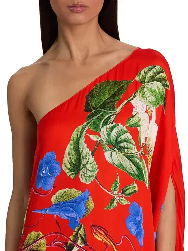 Alice + Olivia Women's Linn Floral One-Shoulder Maxi Dress - Riviera Chili Pepper - Size 2 | Thumbnail 6 Alice + Olivia Women's Linn Floral One-Shoulder Maxi Dress - Riviera Chili Pepper - Size 2 | Thumbnail 6