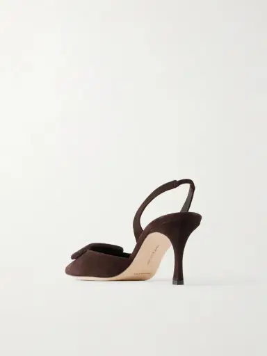 Manolo Blahnik Maysli 70 Buckle-detailed Suede Slingback Pumps | Thumbnail 3 Manolo Blahnik Maysli 70 Buckle-detailed Suede Slingback Pumps | Thumbnail 3