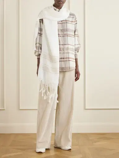 Brunello Cucinelli Striped Linen Scarf | Thumbnail 2 Brunello Cucinelli Striped Linen Scarf | Thumbnail 2