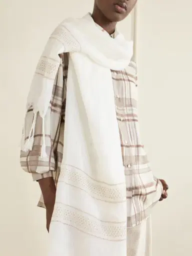 Brunello Cucinelli Striped Linen Scarf | Thumbnail 3 Brunello Cucinelli Striped Linen Scarf | Thumbnail 3