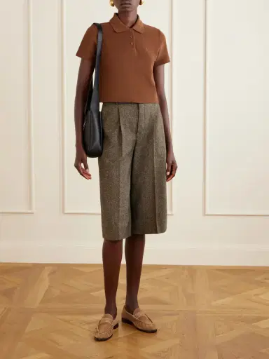 Saint Laurent Cassandre-embroidered Cropped Cotton-piqué Polo Shirt | Thumbnail 2 Saint Laurent Cassandre-embroidered Cropped Cotton-piqué Polo Shirt | Thumbnail 2