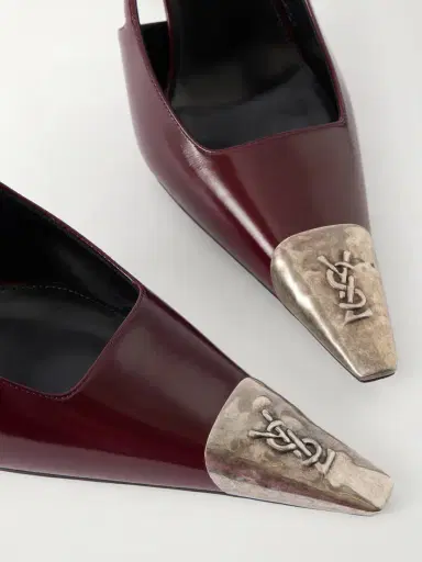 Saint Laurent Jeanne Cassandre-embossed Leather Slingback Pumps | Thumbnail 5 Saint Laurent Jeanne Cassandre-embossed Leather Slingback Pumps | Thumbnail 5