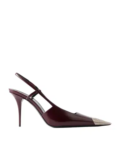 Saint Laurent Jeanne Cassandre-embossed Leather Slingback Pumps | Thumbnail 1 Saint Laurent Jeanne Cassandre-embossed Leather Slingback Pumps | Thumbnail 1
