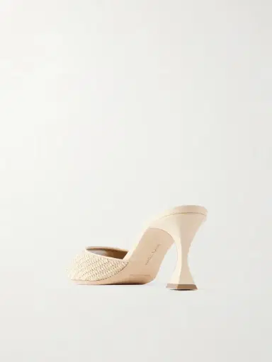 Manolo Blahnik Jadara 70 Leather-trimmed Raffia Mules | Thumbnail 3 Manolo Blahnik Jadara 70 Leather-trimmed Raffia Mules | Thumbnail 3