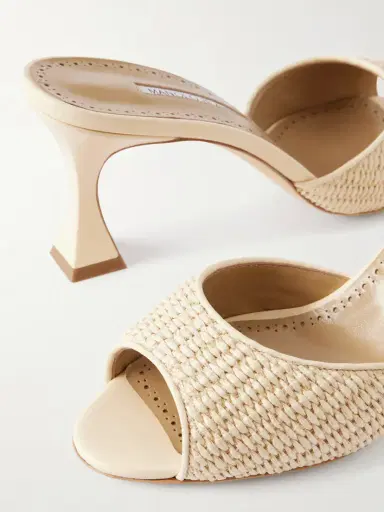 Manolo Blahnik Jadara 70 Leather-trimmed Raffia Mules | Thumbnail 5 Manolo Blahnik Jadara 70 Leather-trimmed Raffia Mules | Thumbnail 5