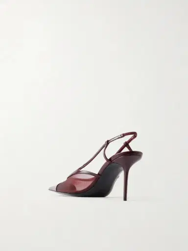 Saint Laurent Renée Cassandre-embroidered Patent Leather-trimmed Mesh Slingback Pumps | Thumbnail 3 Saint Laurent Renée Cassandre-embroidered Patent Leather-trimmed Mesh Slingback Pumps | Thumbnail 3
