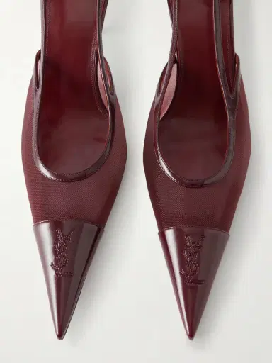 Saint Laurent Renée Cassandre-embroidered Patent Leather-trimmed Mesh Slingback Pumps | Thumbnail 5 Saint Laurent Renée Cassandre-embroidered Patent Leather-trimmed Mesh Slingback Pumps | Thumbnail 5