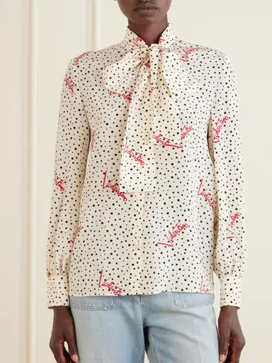 Valentino Garavani Pussy-bow Polka-dot Silk Crepe De Chine Blouse | Thumbnail 3 Valentino Garavani Pussy-bow Polka-dot Silk Crepe De Chine Blouse | Thumbnail 3