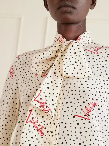 Valentino Garavani Pussy-bow Polka-dot Silk Crepe De Chine Blouse | Thumbnail 5 Valentino Garavani Pussy-bow Polka-dot Silk Crepe De Chine Blouse | Thumbnail 5