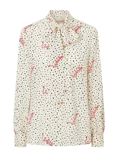 Valentino Garavani Pussy-bow Polka-dot Silk Crepe De Chine Blouse | Thumbnail 1 Valentino Garavani Pussy-bow Polka-dot Silk Crepe De Chine Blouse | Thumbnail 1