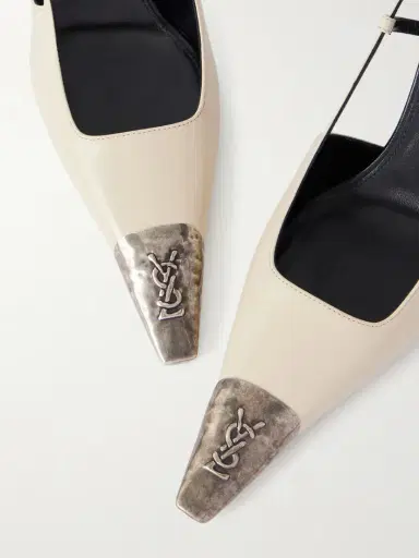 Saint Laurent Jeanne Cassandre-embossed Leather Slingback Pumps | Thumbnail 5 Saint Laurent Jeanne Cassandre-embossed Leather Slingback Pumps | Thumbnail 5