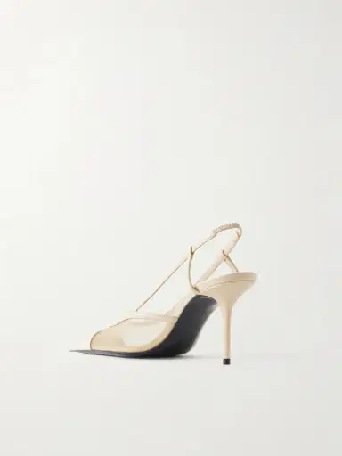 Saint Laurent Renée Cassandre-embroidered Patent Leather-trimmed Mesh Slingback Pumps | Thumbnail 3 Saint Laurent Renée Cassandre-embroidered Patent Leather-trimmed Mesh Slingback Pumps | Thumbnail 3
