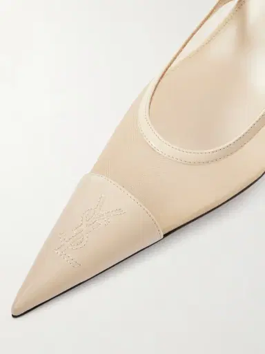 Saint Laurent Renée Cassandre-embroidered Patent Leather-trimmed Mesh Slingback Pumps | Thumbnail 5 Saint Laurent Renée Cassandre-embroidered Patent Leather-trimmed Mesh Slingback Pumps | Thumbnail 5