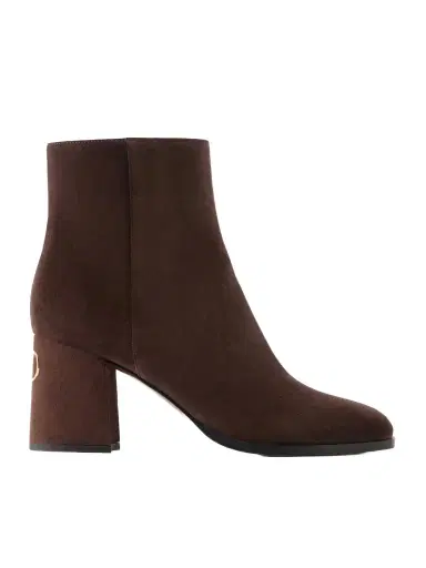 Valentino Garavani Vlogo 80 Bootie Fawcette Suede Ankle Boots | Thumbnail 1 Valentino Garavani Vlogo 80 Bootie Fawcette Suede Ankle Boots | Thumbnail 1