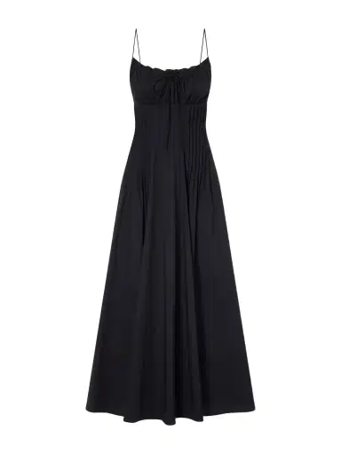 Staud Margi Ruffled Pleated Cotton-stretch Poplin Midi Dress | Thumbnail 1 Staud Margi Ruffled Pleated Cotton-stretch Poplin Midi Dress | Thumbnail 1